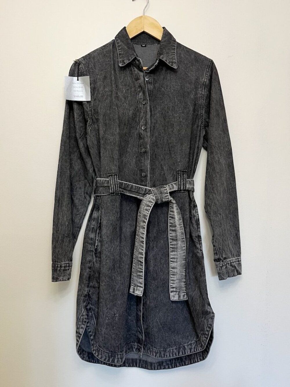 NWT Grey Denim Shirtdress With Pockets, Size M